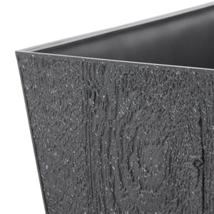 Suncast 16 Inch Farmington Decorative Rustic Wood Finish Garden Planter, Gray