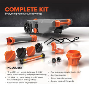 Camco 39004 Rhino Portable 28 Gallon RV Waste Tank Holding Hose and Accessories - TRAPSKI