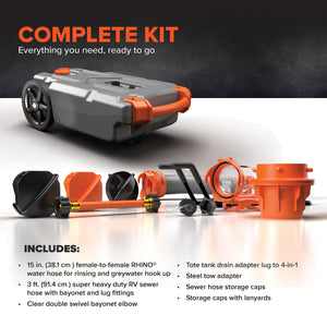 Camco 39002 Rhino Portable 21 Gallon RV Waste Tank Holding Hose and Accessories