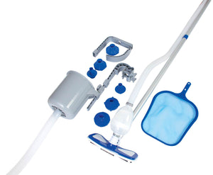 Bestway 18 Foot Power Steel Swimming Pool Set with Vacuum and Maintenance Kit