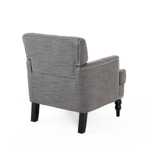 Harrison Tufted Club Chair with Button Tufted Back and Birch Wood Legs