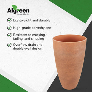 Algreen Curved Vase Planter, 12" x 20" Flower Plant Pot Decor, Acerra, Rust