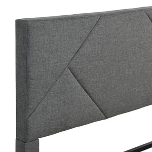 Upholstered Platform Bed Frame With Headboard, Wood Slat Support