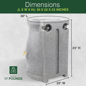 Good Ideas Rain Wizard 50 Gallon Plastic Rain Barrel Urn, Light Granite (2 Pack)