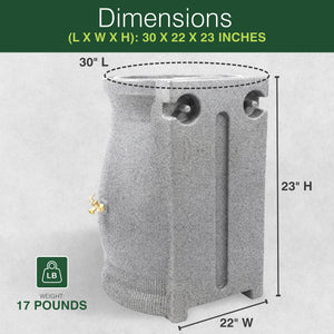 Good Ideas Rain Wizard 50 Gallon Plastic Rain Barrel Urn, Light Granite (2 Pack)