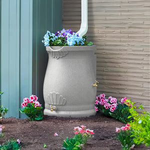 Good Ideas Rain Wizard 50 Gallon Plastic Rain Barrel Urn, Light Granite (3 Pack)