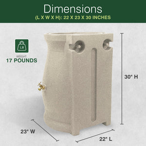 Good Ideas Rain Wizard 50 Gallon Plastic Rain Barrel Urn, Sandstone (3 Pack)