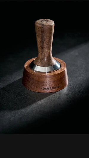 Solid Walnut Espresso Tamper Set - 58mm Solid Wood Handle + Stand