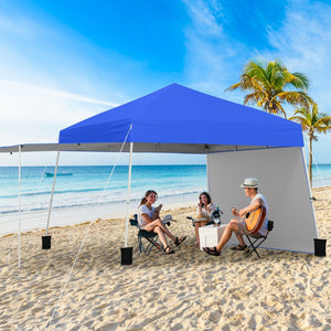 14 x 9.2 Feet Pop up Canopy Tent with 2 Convertible Sidewalls to Awning and Stakes