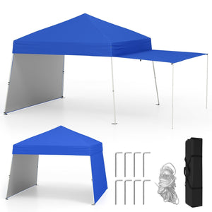 14 x 9.2 Feet Pop up Canopy Tent with 2 Convertible Sidewalls to Awning and Stakes
