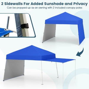 14 x 9.2 Feet Pop up Canopy Tent with 2 Convertible Sidewalls to Awning and Stakes