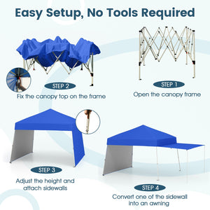 14 x 9.2 Feet Pop up Canopy Tent with 2 Convertible Sidewalls to Awning and Stakes
