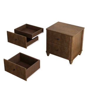 Modern Fluted Nightstand With 3 Drawers