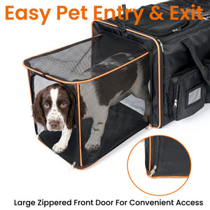 2 in 1 Large Cat Carrier for 2 Cats with Rolling Wheels and Expandable Design