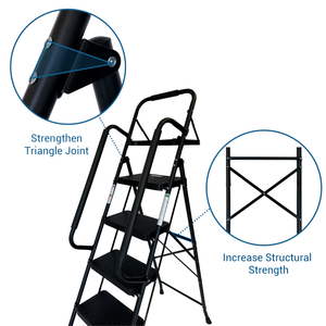 Folding Step Ladder with Wide Anti-Slip Pedal