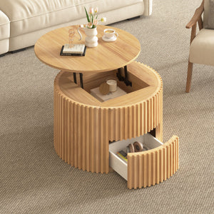 Round Lift Top Coffee Table With Hidden Storage For Living Room