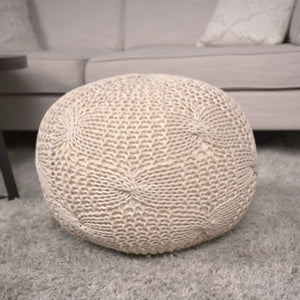 Bordeaux Knitted Cotton Round Pouf