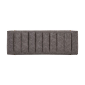 Thorian Luxury Upholstered Ottoman Bench with Channel Tufting and Metal Base