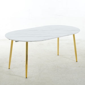 Extendable Oval Dining Table - White Marble