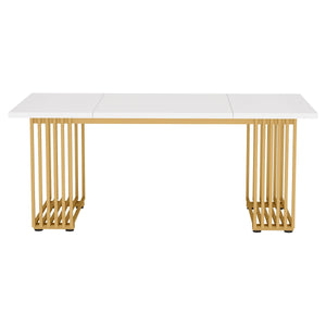 Office Executive Desk For Home Office - White / Gold