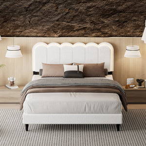 Lambswool Petal Headboard Bed Frame