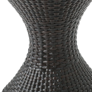 Outdoor 16-Inch Multi-Brown Wicker Hourglass Side Table