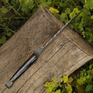 15" Handmade Damascus Steel Bowie Hunting Knife- Buffalo Horn Handle