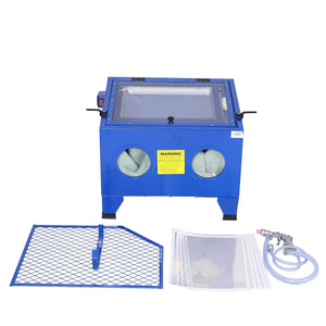 Bench Top Portable Sand Blaster Cabinet Kit 25 Gallon With 80 Psi Capacity - Blue