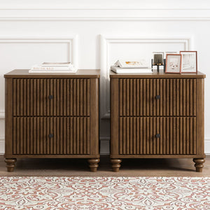 Fluted Nightstand With 3 Drawers