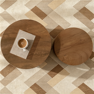 Nesting Coffee Table Set of 2, Modern Round Coffee Tables with Non-Slip Feet