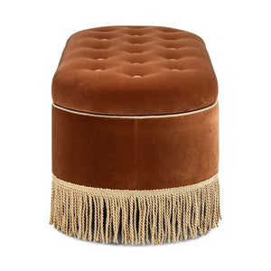 Melinda - Oval Tufted Bullion Fringe Storage Bench