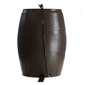 FCMP Outdoor RC4000 50 Gallon Outdoor Rain Water Catcher Barrel Container, Brown