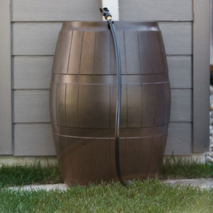 FCMP Outdoor 50-Gallon BPA Free Home Rain Water Catcher Barrel, Brown (4 Pack)
