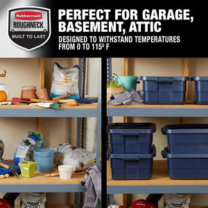 Rubbermaid 10 Gallon Stackable Storage Container, Dark Indigo Metallic (6 Pack)
