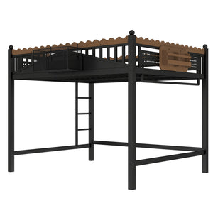 Queen Size Loft Bed with Ladders and Storage