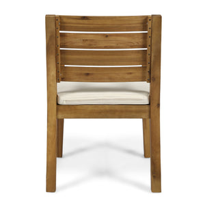 Outdoor 6-Seater Acacia Wood Expandable Dining Set with Cushions