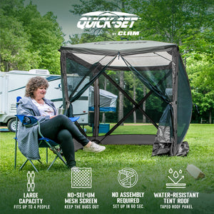CLAM Quick-Set Traveler 6 x 6 Ft Portable Outdoor 4 Sided Canopy Shelter, Gray