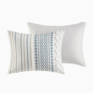 Full/Queen Cotton Printed Duvet Cover Set with Chenille