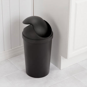 Sterilite SwingTop Wastebasket, 3 Gal Round Trash Can w/Swing Lid, 6 Pack, Black - TRAPSKI