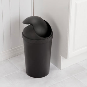 Sterilite SwingTop Wastebasket, 3 Gal Round Trash Can w/Swing Lid, 6 Pack, Black