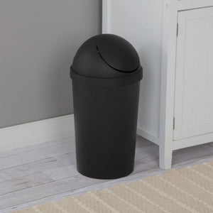 Sterilite SwingTop Wastebasket, 3 Gal Round Trash Can w/Swing Lid, 6 Pack, Black