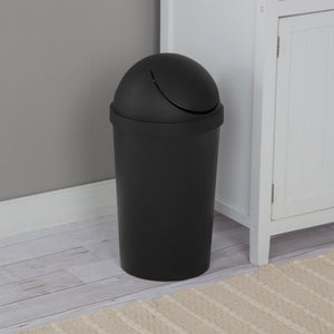 Sterilite 10839006 3 Gallon Round Swing Top Plastic Wastebasket, Black (12 Pack)