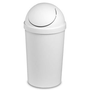 Sterilite 10838006 3 Gallon Round Swing Top Plastic Wastebasket, White (12 Pack) - TRAPSKI