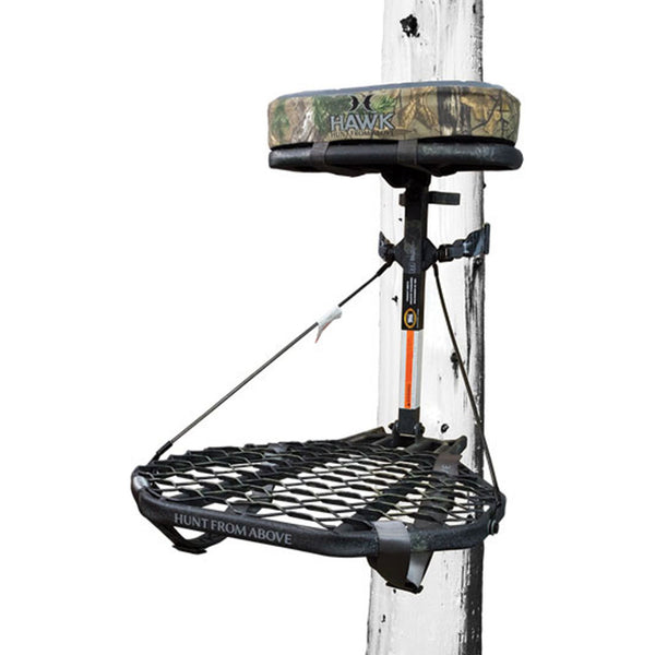 Hawk COMBAT Durable Steel Hang-On Hunting Tree Stand & Full-Body Safety Harness