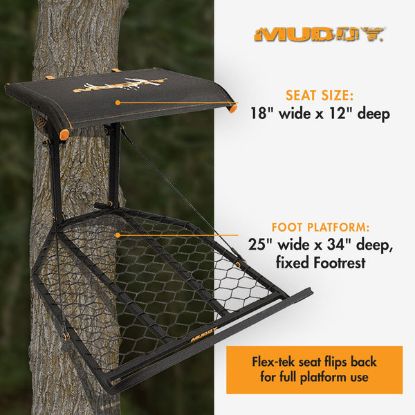 Muddy The Boss XL Wide Stance Hang On 1 Person Deer Hunting Tree Stand Platform