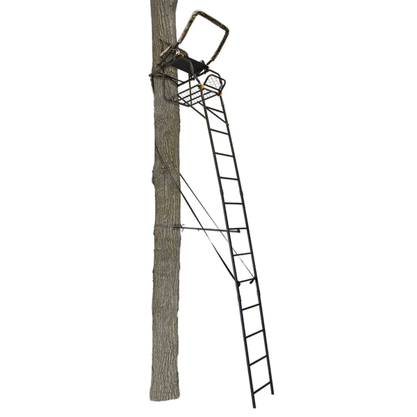 Muddy Huntsman Deluxe 17-Foot 1 Person Hunting Deer Ladder Tree Stand, Black