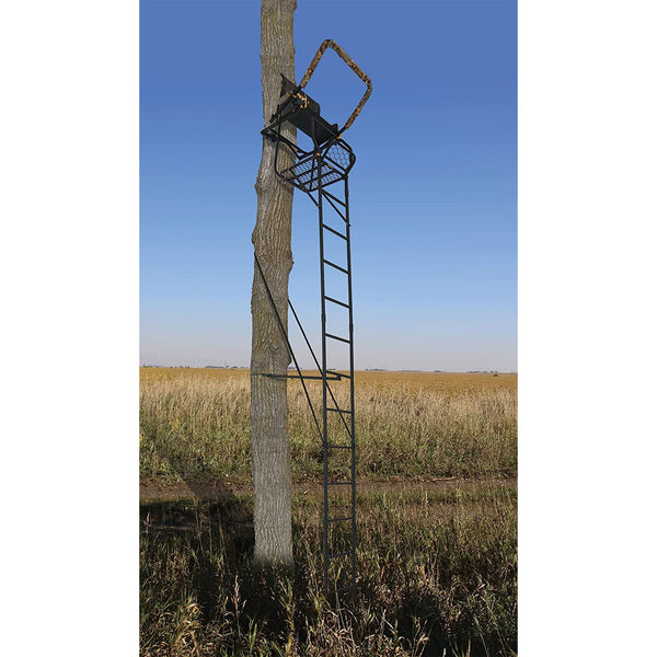 Muddy Huntsman Deluxe 17-Foot 1 Person Hunting Deer Ladder Tree Stand, Black