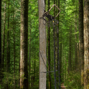 Muddy Huntsman Deluxe 17 Foot Hunting Ladderstand, 1 Person Climbing Tree Stand