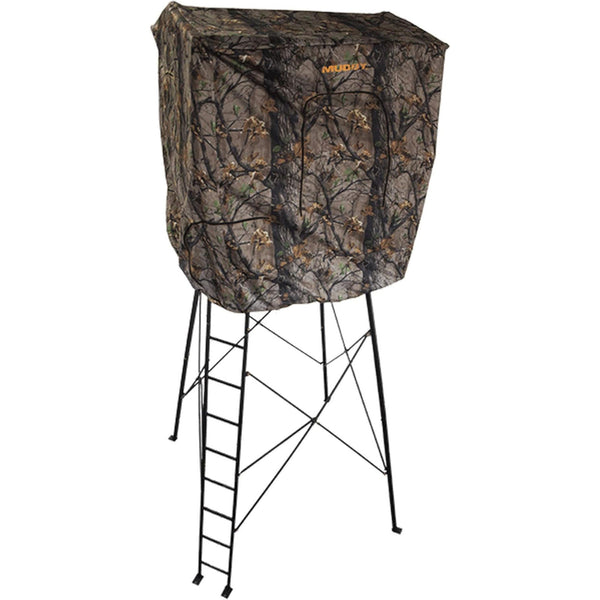 Muddy Steel 7 Foot Tall Quad Pod Hunting Blind w/ 4 Zippered Windows, Camouflage