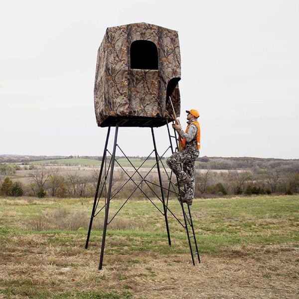 Muddy Steel 7 Foot Tall Quad Pod Hunting Blind w/ 4 Zippered Windows, Camouflage